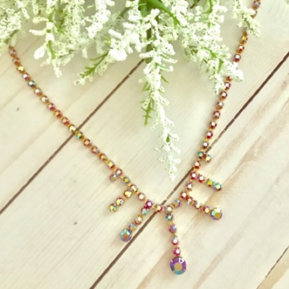 Vintage Multi Colored Gemstone Necklace